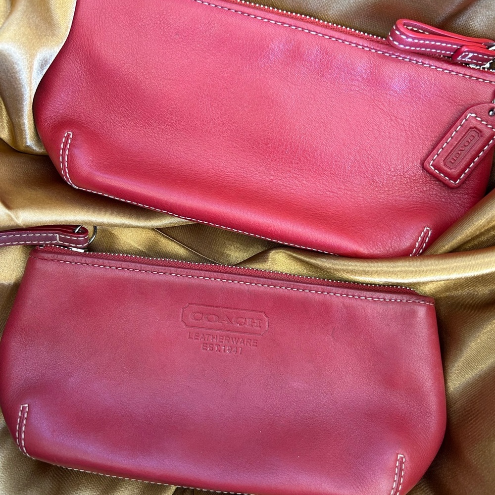 Coach Cherry Red Leather Vintage Cosmetic Pouches 🍒 - Picture 4 of 6